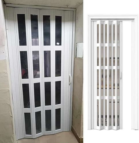 Faltbare PVC-Küchen- und Wäschetür, mehrfach gefaltete Acrylplatte, temporäre Akkordeon-Tür für Schrank, Bad und Speisekammer (111,7 x 203 cm) – platzsparende Lösung