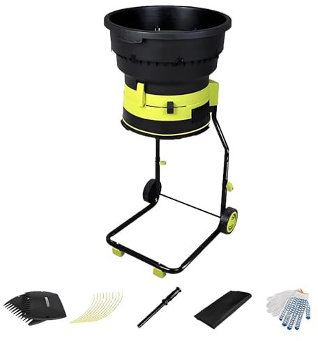 2500w Trituratore Elettrico per Foglie Trituratore Portatile Senza Lama da Giardino Trituratore da Giardino con Sacco Raccolta e Ruote per Foglie Secche,60M