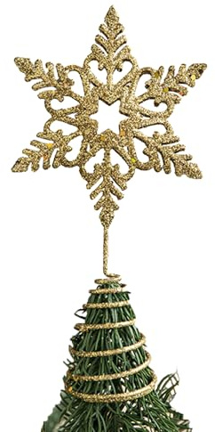Gleemix Baumspitze Weihnachten Gold, Christbaumspitze Schneeflocke, Weihnachtsbaumspitze Stern, weihnachtsbaumspitzen, Weihnachtsbaum Dekoration 16 X 8,5 CM