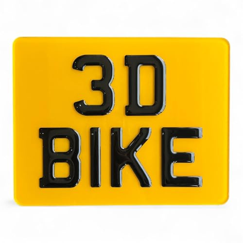 Acrylic/Number/Plate Motorbike/Car/Lorries Rear/Yellow 2D | 3D | 4D | 4D Gel | 9x7 Bike/Automotive UK/Road/ 100%|Legal 3DGEL4D Laser Decorative Automotive Car/Vans/Lorries | Borders | Badges
