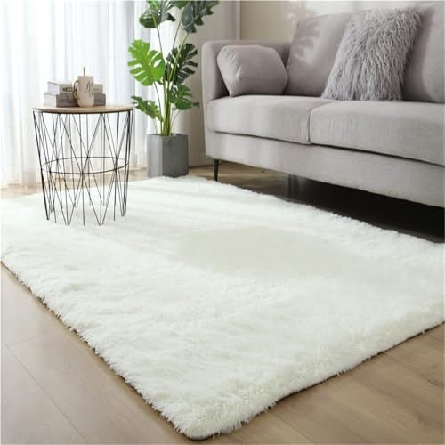 NEPHRA Flauschiger Hochflor Teppich 200x300 cm, rutschfest, abwaschbar, flusenbeständig, Plüsch für Wohnzimmer, Schlafzimmer, Büro und Kinderzimmer(Off-White,200 x 250 cm)