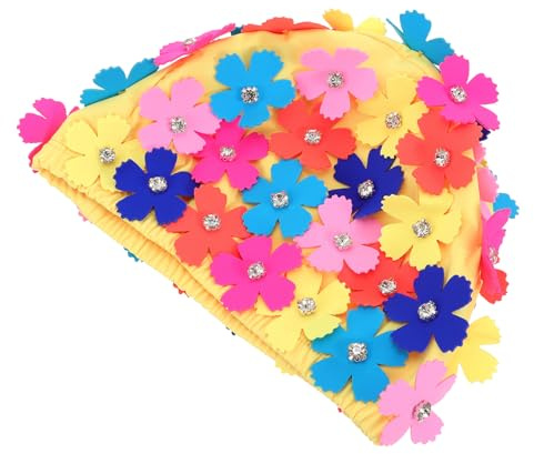 HEMOTON Cuffia da Bagno Donna Design Petali e Decorazioni Fiore Antiscivolo e Confortevole per Nuoto Spa e Piscina Riutilizzabile e Durevole