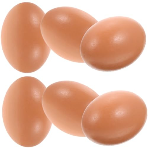 Veemoon 6pcs Brown Plastic Fake Eggs Set for Photography Props and Easter Basket Decoration, Lifelike Brightly Egg Models Suitable for Art Training Institutions and DIY Hand Drawing