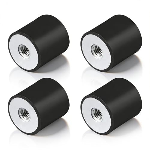 4 Stück Gummipuffer M8, 40 x 50mm Gewindebuchsen Gummi Isolator Halterungen Anti-Vibrations-Isolationshalterung Gummilager für Luftkompressoren Dieselmotoren Benzinmotoren