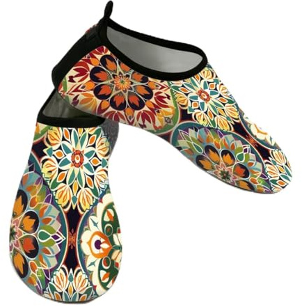 Myfsucce Scarpe da acqua, leggere, a piedi nudi, ad asciugatura rapida, traspiranti, da donna, da uomo, per spiaggia, surf, piscina, yoga, Mandala etnico Boho Floreale, 37/38 EU