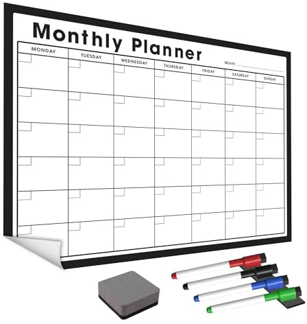 The Magnet Shop Väggplanerare – Månatlig kalender för hem, skola och kontor – organisera familjemedlemmar, studenter och personal och planevenemang – återanvändbar självhäftande baksida – månadskalender (A2)