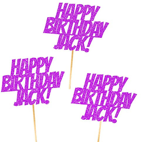 6X Personalised, Double Sided, Handmade, Superhero Happy Birthday Glitter Cupcake Toppers by Cakeshop | Custom Colour Any Name 480gsm Glitter Cupcake Decorations | Purple