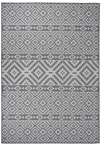 vidaXL Tapis à Tissage Plat d'Extérieur Tapis de Protection Tapis de Couloir Terrasse Balcon Jardin Résistance aux UV 160x230 cm Rayures Bleues