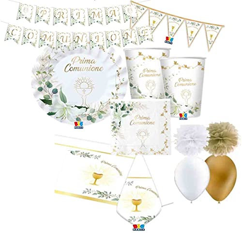 irpot Kit n.46 Accessori tavola Prima Comunione Lily addobbi Festa Sacramento Comunione Bambini Bimbi allestimento Party Festa a Tema Cerimonia Calice