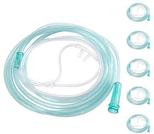 DWCHECK 5 Pack Soft Oxygen Nasal Cannula for Adult, 8.2 feet Standard Nasal Cannula Tubing for Oxygen Concentrator, Oxygen Tubing for Kink Resistant, Lightweight