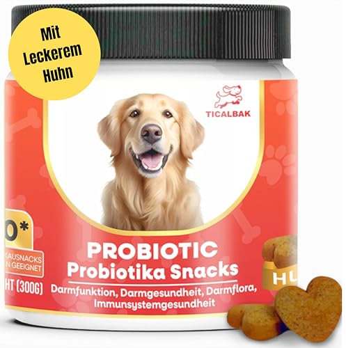 Probiotika für Hunde als Leckerli -120 Snacks- Verbesserte Verdauung & Immunsystem -Darmflora aufbauen,Verdauungsgesundheit,Empfindliche Bäuche, Wachsartige und Juckende Ohren,wurmkur