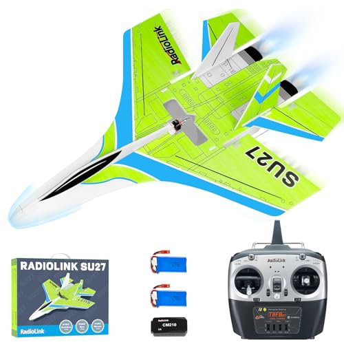 Radiolink SU27 RC Kampfflugzeug RTF, Bürstenlos, 3 Flugmodi, Byme-DB Flugregler für stabilen Flug, Spannungstelemetrie, 4 km Steuerreichweite, mit T8FB-Fernsteuerung, Anti -Shattering, 116g