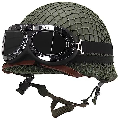 Agashi Us M1 Stahlhelm, Schutzhelm Des Zweiten Weltkriegs, Militär-Replika-Helm Des Zweiten Weltkriegs Mit Netzabdeckung Und Schutzbrille, Für Cs-Rollenspiele Im Freien/C
