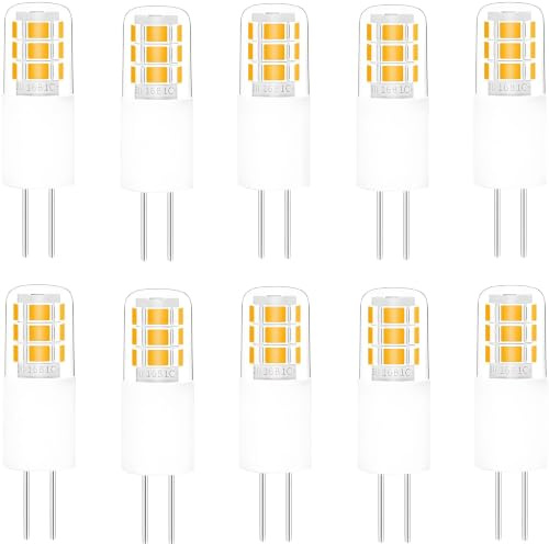 Jiotouhu G4 LED Lampe, 10er 3000K 200lm Led Leuchtmittel, 2W Led Glühbirne Warmweiß Ersatz 20W Halogenlampen, AC/DC 12V Birne Kein Flackern Nicht Dimmbar Geeignet für Wohnzimmer, Schlafzimmer