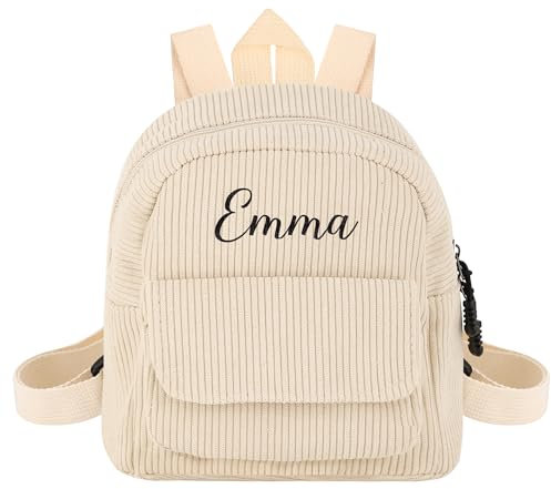 Personalisierter Rucksack mit Namen für Mädchen und Jungen, Individuell Bestickte Schultasche, Kleinkind-Schulkindergarten-Rucksack, Mini Rucksack Mädchen für Kleinkinder, Cord-Büchertasche für Kinder