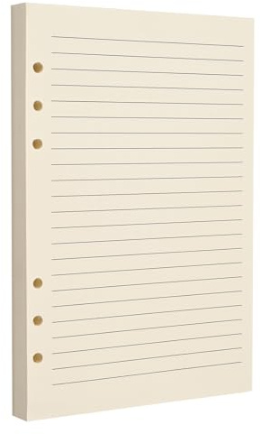 Beigefarbenes A5-Nachfüllpapier mit 6 Löchern, für lose Blätter, passend für A5 6-Ringbuch, 100 g/m², dick, kein Durchlaufen, doppelseitiges Schreiben für Füllfederhalter und Gelschreiber, Beige