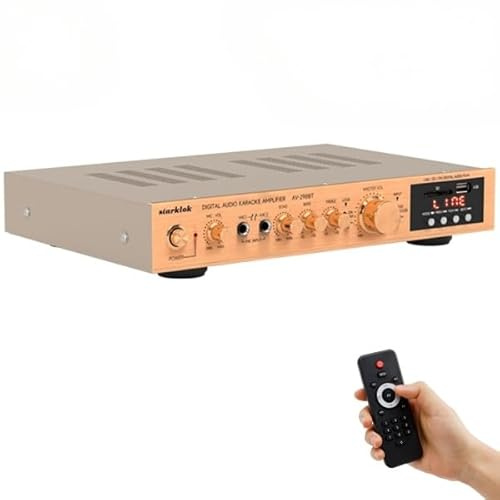 2000W HiFi Stereo Verstärker, Ultra-Dünner 5cm Aluminium AV Surround Audio Verstärker, Bluetooth 5.0 Heimkino Verstärker, SD/USB Wiedergabe, FM Radi