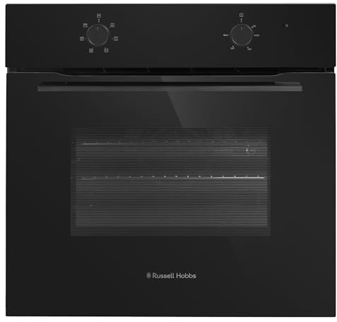 Russell Hobbs Built-in Electric Fan Oven 70L in Matte Black with 6 Functions, Double-Glazed Door & Dial Controls, A Energy Rating, Grill Function, Easy-Clean Interior, RHFEO7008MB