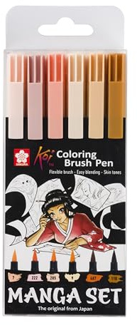 SAKURA Koi färgpensel pennset unik manga kollektion | 6 färger (POXBRMAN6)