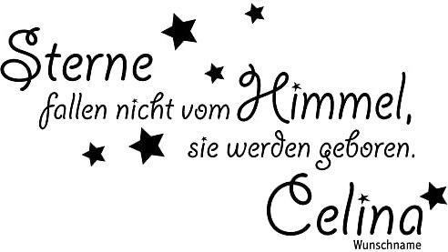GRAZDesign Wandtattoo Kinderzimmer Name mit Spruch | Sterne fallen nicht vom Himmel | Personalisierter Aufkleber für Babyzimmer Junge Mädchen | Sprüche Zur Geburt - 111x57cm / 010 weiss