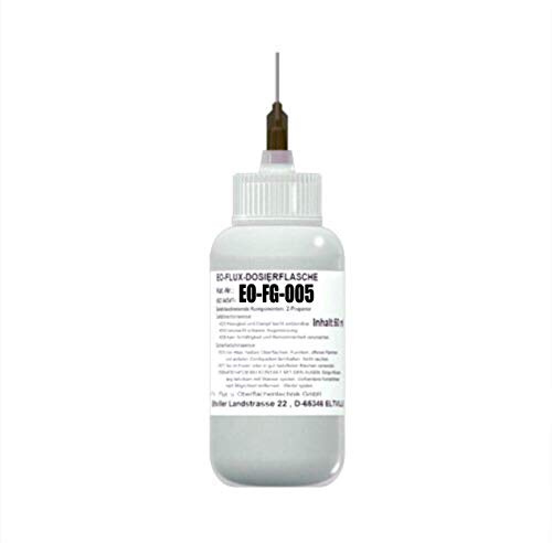 50 ml No-Clean Flussmittel-Gel EO-FG-005, verbrauchsarm, harzfrei, extrem sauber, halogenidfrei, VOC-free, Handlöten, SMD-löten u. Litzenverzinnen, Luer-Lock Flasche, Dosiernadel aus Teflon