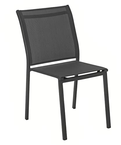 Chaise de Jardin empilable Essentia Anthracite - Aluminium Traité Epoxy Texaline - Dim 46 x 61 x 88 cm - Meuble d'Extérieur Résistant aux UVF