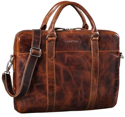 STILORD Laslo Businesstasche Leder Groß für Herren 13,3 Zoll Laptop-Tasche DIN A4 Hochwertig Vintage Handtasche Umhängetasche Schultertasche Echtleder Farbe:Milano - braun