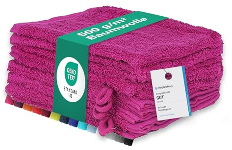 Confezione da 10 guanti da bagno, in diversi colori, 100% cotone, 10 guanti da bagno, 15 x 21 cm, colore rosa