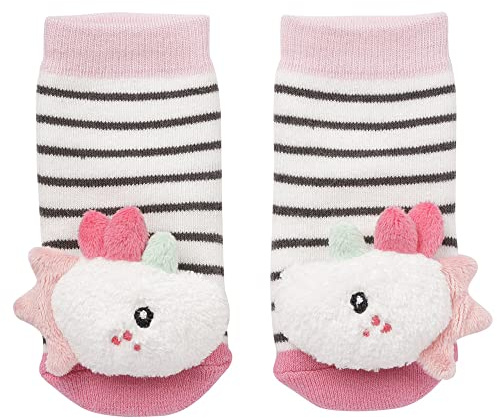 Fehn Rasselsocken Einhorn – Flauschige Babysocken mit Einhorn-Köpfchen und Rassel-Funktion – Fördern Motorik & Sinne – Für Babys zwischen 0 und 12 Monaten – Größe: 12 cm