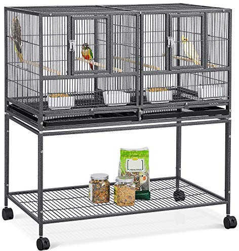 Yaheetech Jaula para Pájaros Jaula Grande con Soporte 95,5x45,5x105 cm