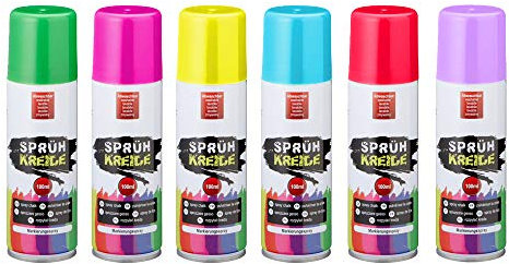 Lot de 6 sprays de craie pour marquage, solubles dans l'eau