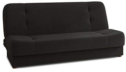 Sofnet - Schlafsofa Sena mit Bettkasten (Schwarz, Manila 18) | Schlafsofa mit Bettkasten, Veloursstoff, Bettfunktion, Couch, Bettsofa, Sofagarnitur, Polstersofa