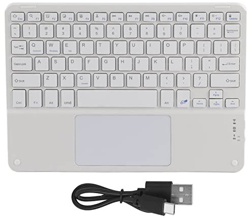 Tastiera Bluetooth Ultrasottile,Tastiera Multifunzione Bluetooth Ricaricabile con Touchpad Sensibile,Impermeabile e Antipolvere,Compatibile con Smartphone,tablet,laptop(bianco)