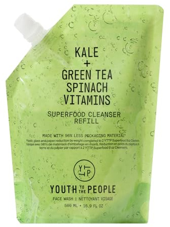 Youth To The People Superfood Cleanser, Ansiktsrengöring, Berikad med grönkål, grönt te & spenat, pH-balanserad, För alla hudtyper, Mild sminkborttagning för känslig hud, Refill 500 ml