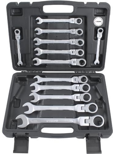 TECPO Gelenk Ratschenschlüssel Satz SW 8-22 mm Ring-Maul-Schlüssel Satz Werkzeug