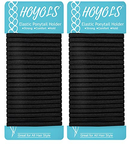 HOYOLS Black Hair Elastics, Large Thick Hair Ties 42 Pcs