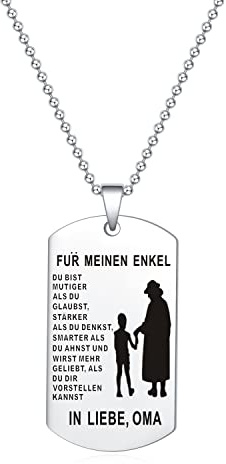 HAYOUWAY Silber Halskette Hundemark Ketten mit Anhänger Edelstahl Herrenschmuck für Herren Sohn Jungen Geburtstagsgeschenk von Mama Papa
