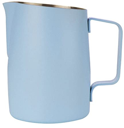 Dianoo Milchaufschäumkrug mit Griff, 600 ml, Edelstahl-Dampfkrug, Espresso-Milchaufschäumer, Tasse für Kaffee, Cappuccino, Latte, Blau