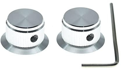 Dopro 2er-Pack Aluminium-Potentiometer-Knöpfe im Schrauben-Stil 6,35 mm Universale Top-Hat-Knöpfe Glocken-Lautstärkeregler für Gitarre/Bass/Verstärker/Vorverstärker Silber ohne Anzeige