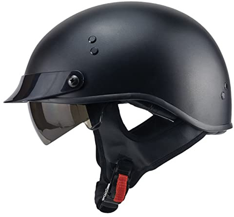 HZIH Portatile Jet Casco Scodella ECE Omologato Retrò Motociclo Aperto Faccia per Donna Uomo Scooter con Visiera Sole a Scomparsa B, L=59-60cm