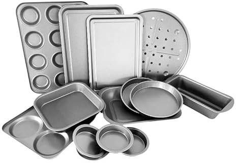 Chabrias Ltd Premium Non Stick Bakeware Set 14 Piece – Airfryer Safe Dishwasher Safe, BPA and PFOA Free Ideal for Baking, Roasting, Grilling UK Made Great for Students Gift Set