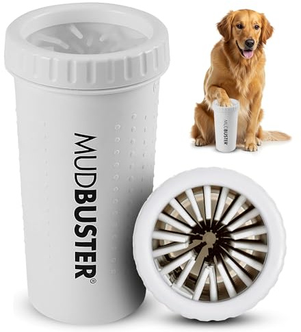 Dexas MudBuster - Limpiador portátil de patas para perros, grande, edición especial color blanco brillante, suministros y accesorios para mascotas de primera calidad