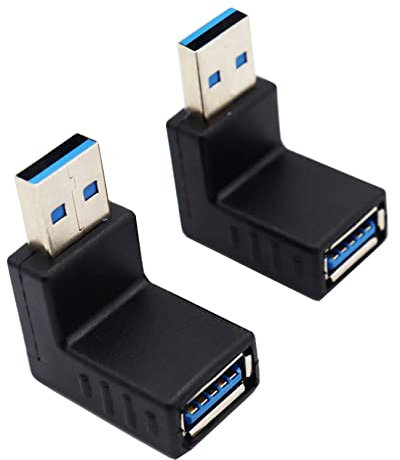 iJiGui 2 Pezzi Adattatore USB 3.0 da 90 Gradi 5 Gbps USB A Maschio a Femmina ad Angolo Retto Connettore Accoppiatore, Combinato Giunto Verticale su e Giù Connettore Accoppiatore
