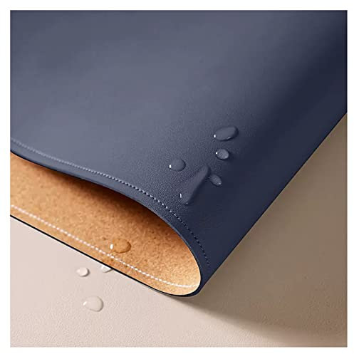 Schreibtischunterlage Büro PU Leder Schreibtischmatte Schreibtisch Unterlage übergroßer Mausunterlage Abwischbar Schreibunterlage Doppelseitig Tischauflage Schreibtisch Tisc(Size:70X130cm,Color:B.lau)
