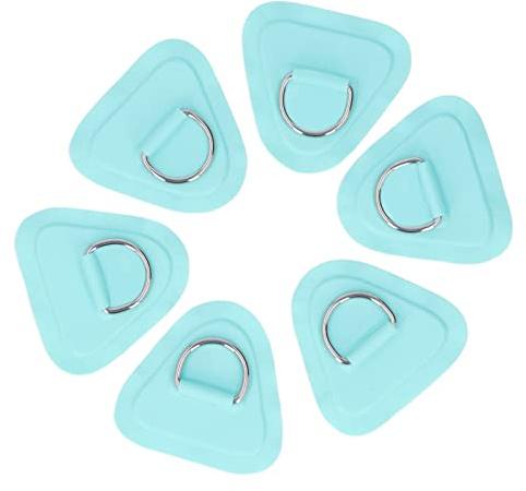 SPYMINNPOO 6 Stck PVC D-Ring Patch, Elastisch und Robust, Bungee Schnur Set, fr Schlauchboote, Kanus, Kajaks, Surfbrett (Cyan)