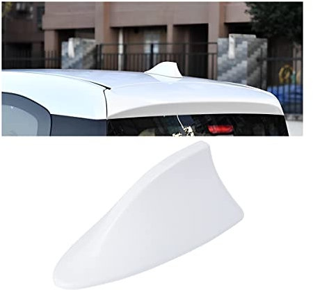 CGEAMDY Decoración de antena de techo de aleta, tiburones de coche cubierta de antena de aleta de tiburón antenas de techo automotriz, para la mayoría de los coches, mejorar la señal (blanco)
