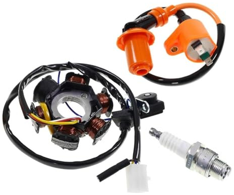 2EXTREME Lichtmaschinen Set 12 V kompatibel mit Peugeot Speedfight 1 2, TKR | Mit Zündspule, Kabel, Stecker und BR7HS Kurzgewinde-Zündkerze; kompatibel mit PEUGEOT Buxy 50 2T AC -98, Buxy 50 M 2T AC 98-