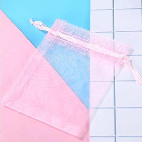 ORGEFY 100 Stück/Los Organza-Beutel mit Kordelzug, 5 x 7 cm, 7 x 9 9 x 12 cm, 10 x 15 cm, Schmuckverpackung, Hochzeit, Weihnachten, Geburtstag, Geschenkverpackung, Pouces, Rosa, 5 x 7 cm
