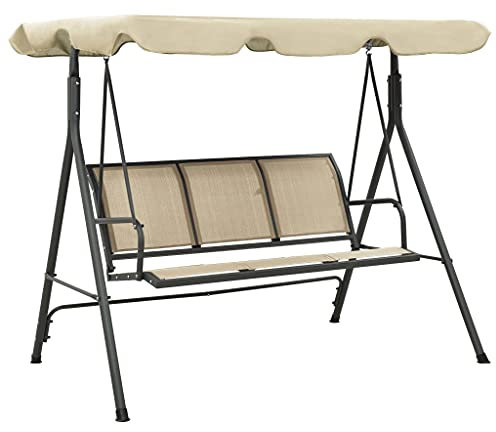 Hommdiy Hollywoodschaukel mit Dach Anthrazitgrau und Sandfarben
