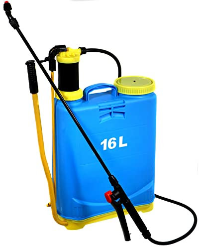 16 Litre Knapsack Sprayer Backpack Pressure Garden Weed Killer Sprayer With Lance And Adjustable Spray Nozzles Portable Manual Hand Pump Action Power Washer Home Crop Chemical Weed Killer